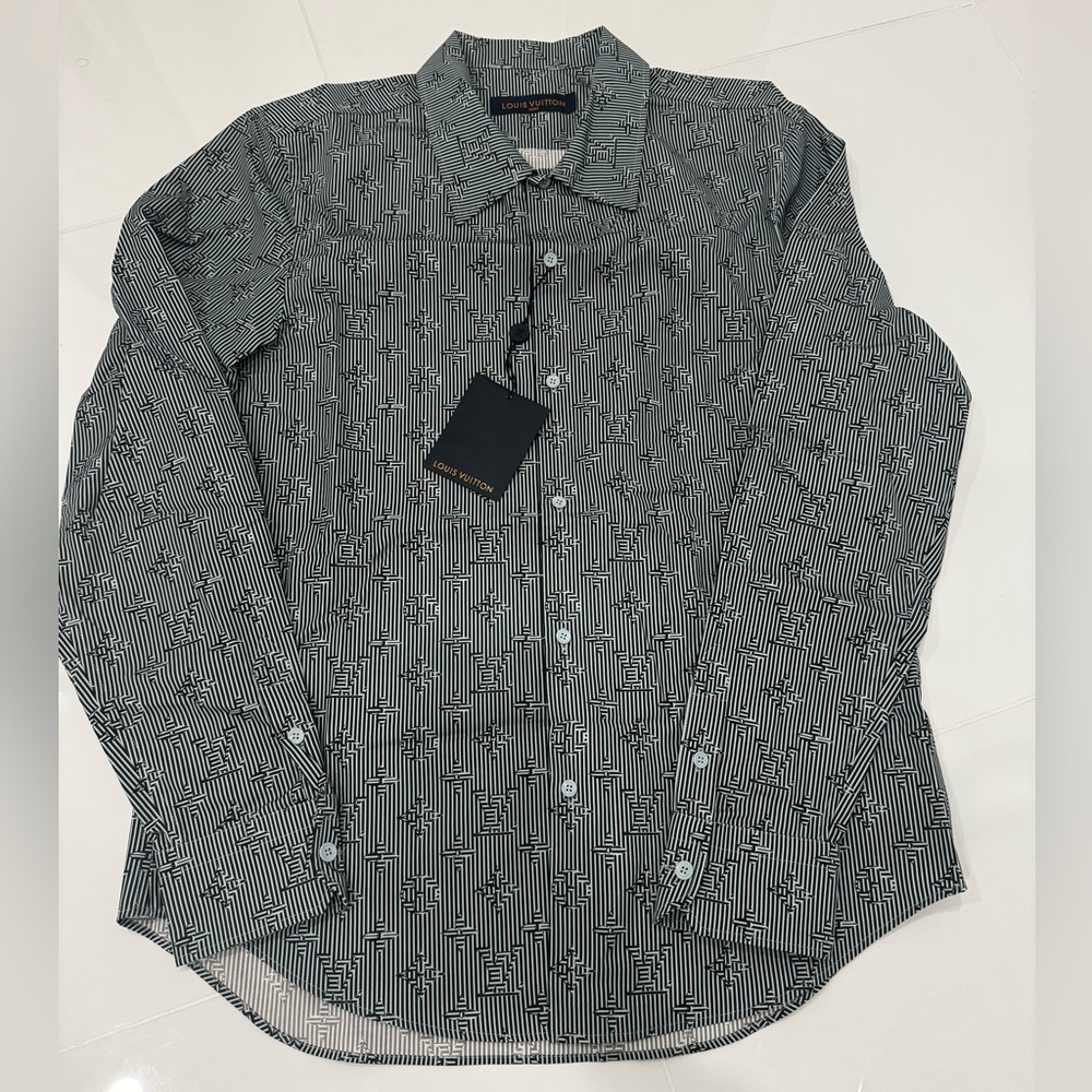 Louis Vuitton Black & White Graphic Stripe Button-Up Shirt